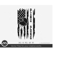 ping pong svg us flag - table tennis svg, pingpong svg, ping pong paddle, dxf eps, clipart, png