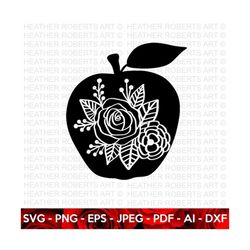 floral apple svg, flower svg, floral decoration svg, apple svg, rose svg, flower bouquet svg, rose floral svg, cricut cu