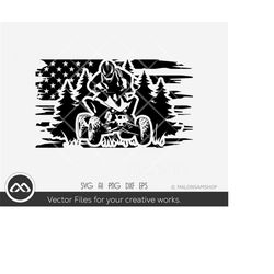 atv svg distressed us flag - atv svg, quad svg, 4 wheeler svg, off road svg, png, silhouette for lovers