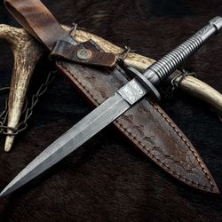 custom handmade damascus steel hunting bowie knife, damascus handle