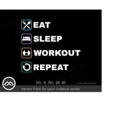 workout svg eat sleep workout repeat - workout svg, gym svg, exercise svg for lovers