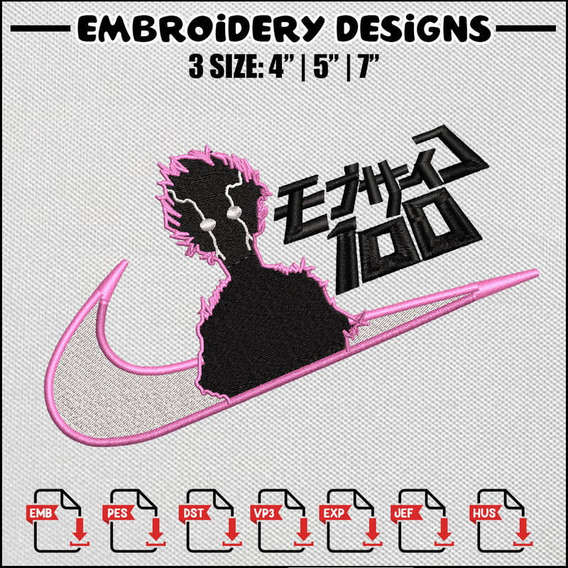 Mob psycho nike embroidery design