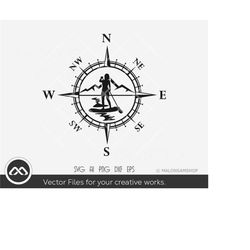 paddleboard svg compass - paddleboard svg, paddleboard girl svg, paddle board svg, paddleboarding svg, png, cut file