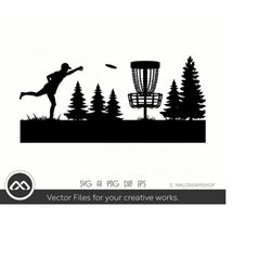 disc golf svg landscape trees- disc golf svg, disc golf, golf svg, disc golf cricut, frisbee svg, dxf, png
