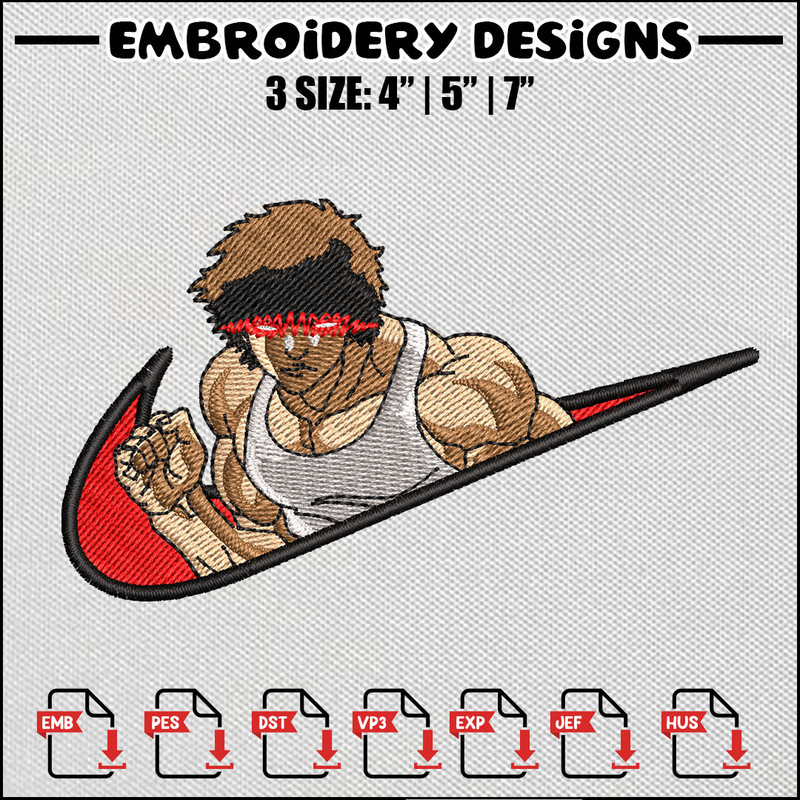 Baki hanma swoosh embroidery design