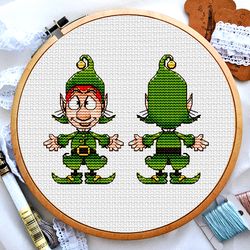 Elf cross stitch, Christmas gnome cross stitch, Funny Christmas cross stitch, Small cross stitch, Digital PDF