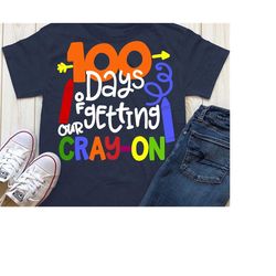 100th day svg, 100 days of school svg, getting our cray-on, 100 days, teacher svg, primary colors, svg, dxf, eps, hundre