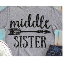 middle sister svg, siblings svg, sister svg, girl shirt, family, big sister, little sister, brother, also available, tri