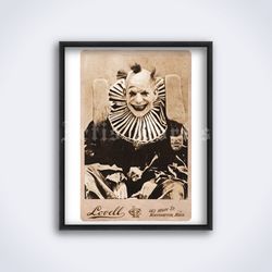 Weird Creepy Clown Lon Chaney antique cabinet photo printable art print poster Digital Download