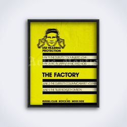 The Factory Records Fac51 vintage 1970s concert fest printable art print poster Digital Download