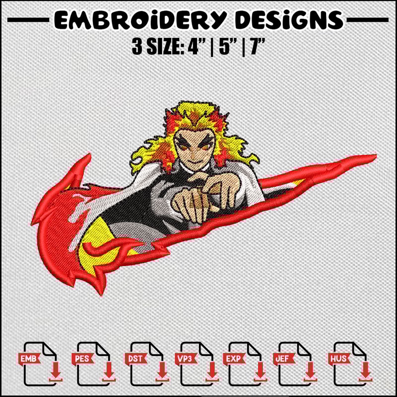 Rengoku swoosh embroidery design