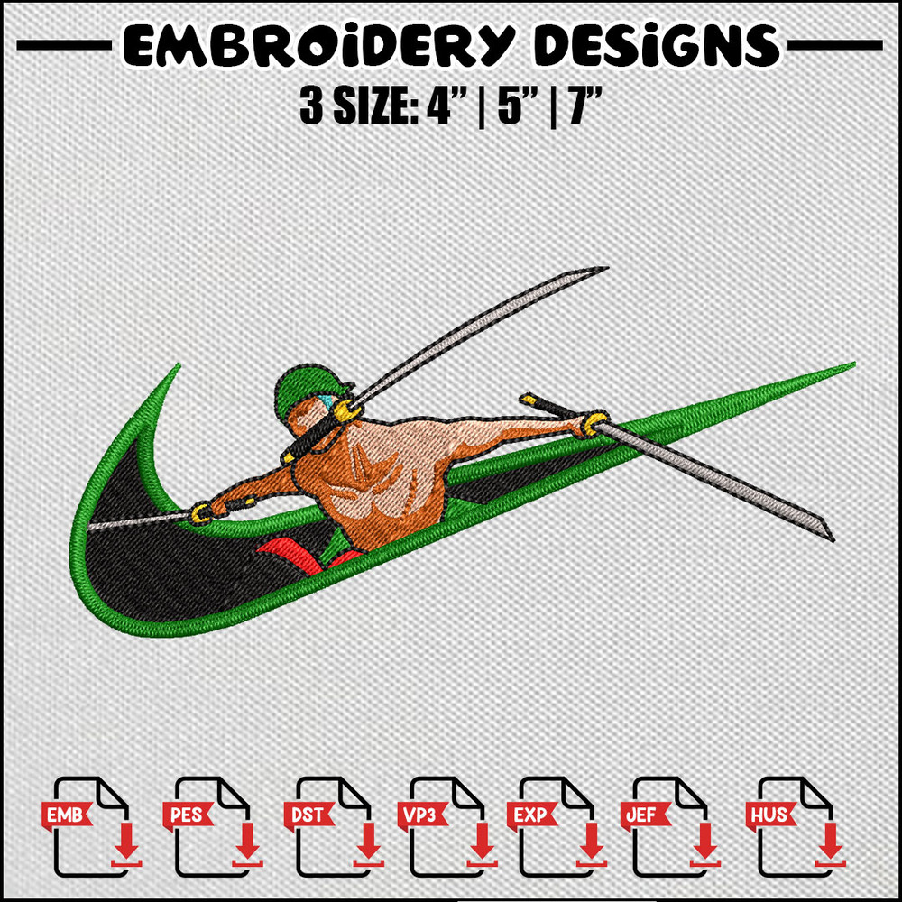 Zoro sword x nike embroidery design