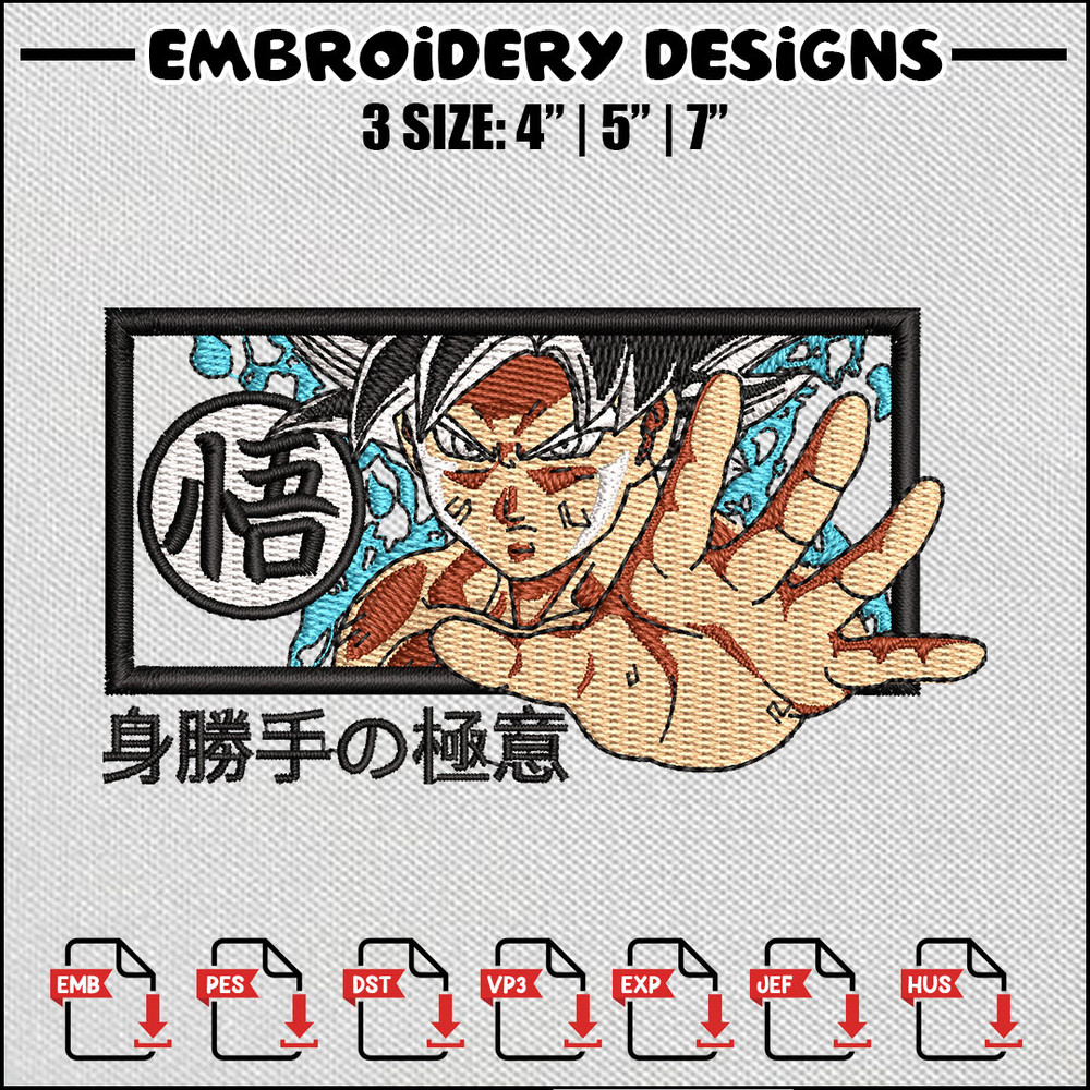 Goku frame embroidery design
