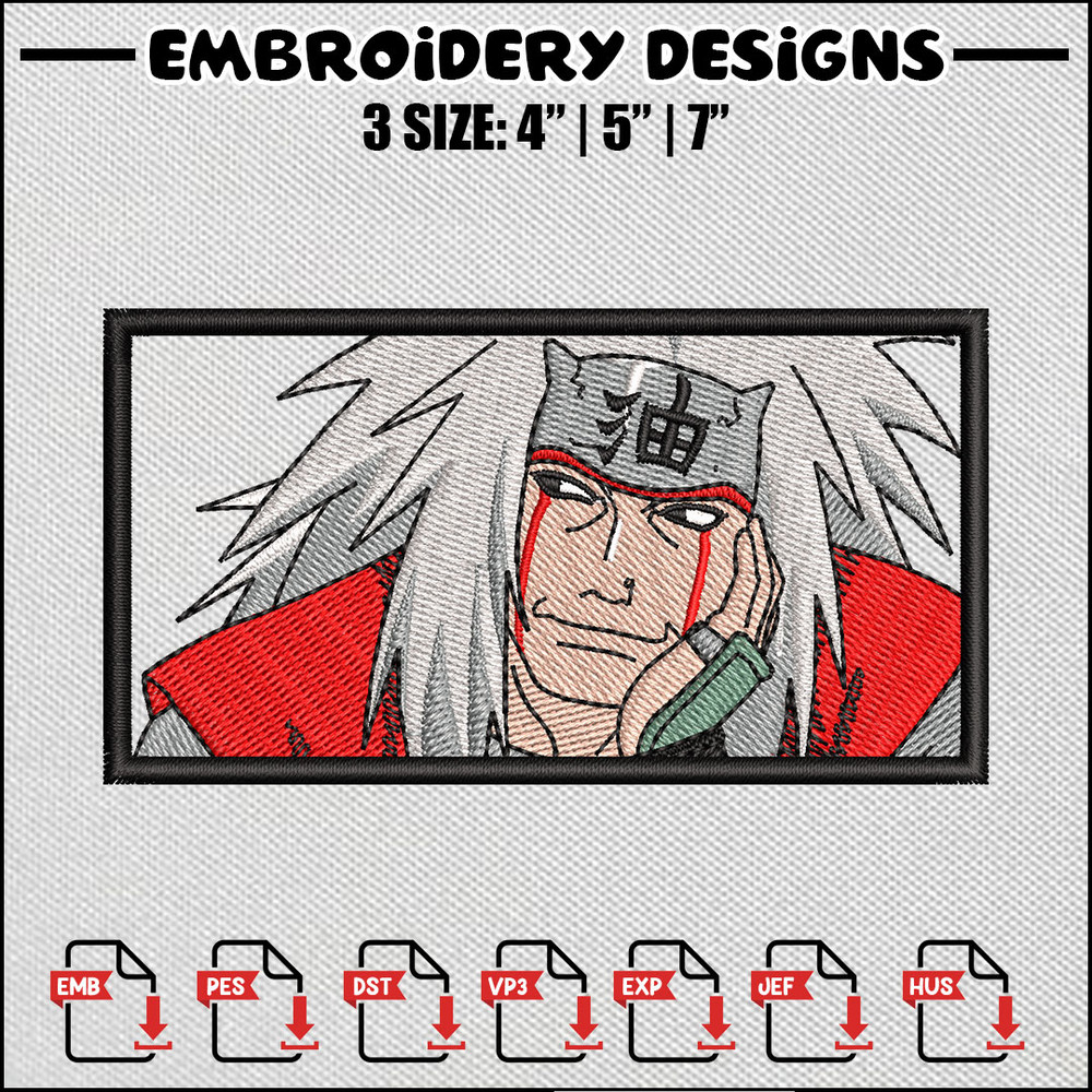 Jiraiya frame embroidery design