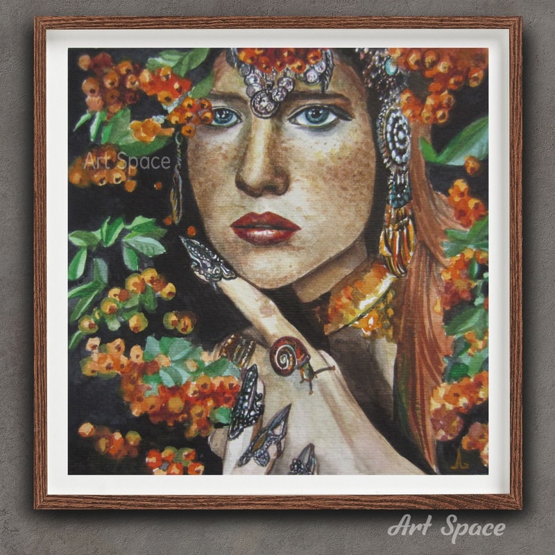 Watercolor - small painting-original - Girl and rowan-13.jpg