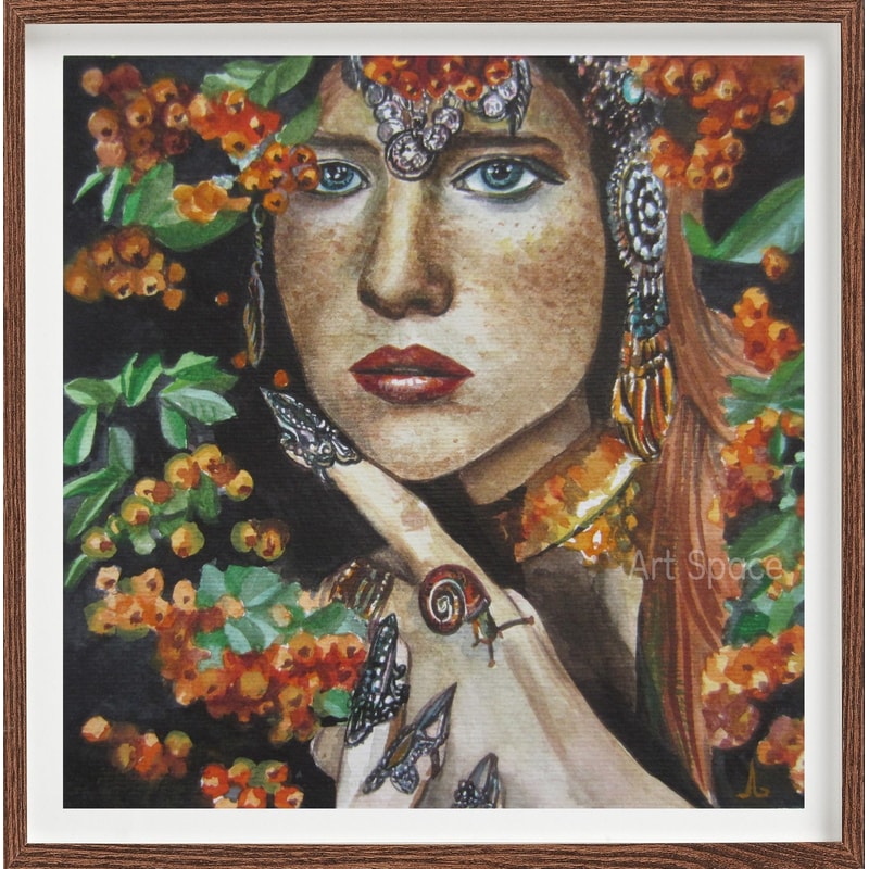 Watercolor - small painting-original-Girl and rowan-2.jpg