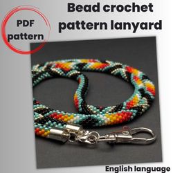 pdf for lanyard or necklace, bead crochet lanyard pattern, crochet rope pattern, diy seed bead lanyard