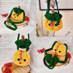 Crossbody Pumpkin Bag Crochet Pattern, Orange Autumn Pumpkin Bag, Small Crochet Purse, fall season, autumn, Kawaii