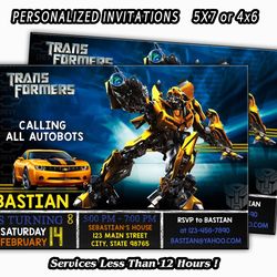 Transformers Invitation, Transformers Birthday Party, Bumblebee Invitation, Pesonalized Invitation