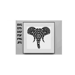 elephant head mandala svg png eps dxf jpg pdf/elephant silhouette svg/elephant svg/elephant head silhouette svg/elephant