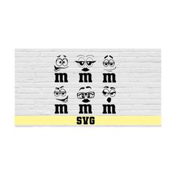 candy faces with 'm' svg digital cut file/lower case m candy faces svg/halloween candy faces with m svg/halloween costum