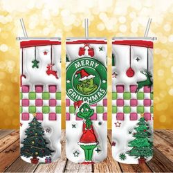 grinch christmas tumbler png, 3d tumbler wrap, straight tumbler png design 20oz/ 30oz tumbler png file instant download