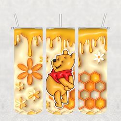 pooh disney tumbler png, 3d tumbler wrap, straight tumbler png design 20oz/ 30oz tumbler png file instant download
