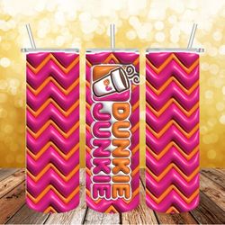 dunkie junkie png, 3d tumbler wrap, straight tumbler png design 20oz/ 30oz tumbler png file instant download