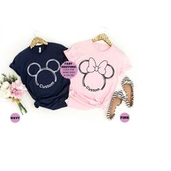 custom minnie and mickey shirts, disney matching couples shirt, matching family shirt, personalized name minnie and mick