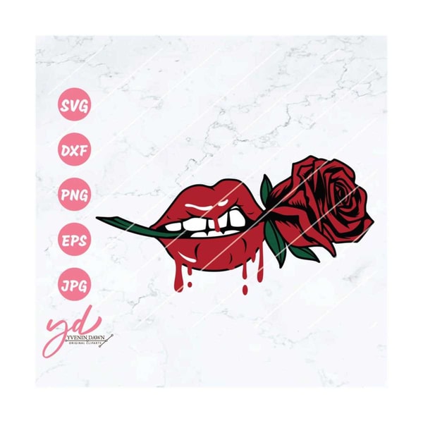 Lips Biting Rose Svg | Rose Svg | Flower Tattoo Design | Dri | Inspire ...