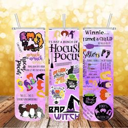 hocus pocus halloween png, 3d tumbler wrap, straight tumbler png design 20oz/ 30oz tumbler png file instant download