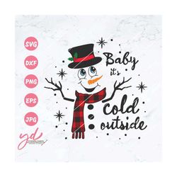 baby it's cold outside svg png | cute snowman svg | winter svg | snowman face svg | christmas snowman svg | buffalo plai