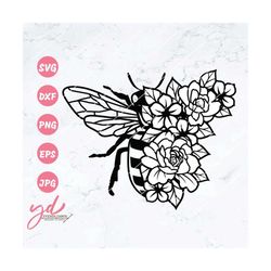 floral bee svg file | bee clipart | bee svg | bee insect svg | flowers bee svg | floral bee shirt | bee shirt | cutting