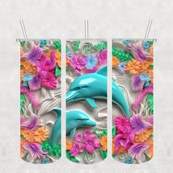 dolphin tumbler png, 3d tumbler wrap, straight tumbler png design 20oz/ 30oz tumbler png file instant download