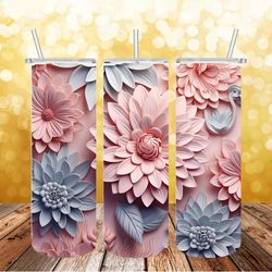 flower tumbler png, 3d tumbler wrap, straight tumbler png design 20oz/ 30oz tumbler png file instant download