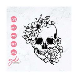Skull Svg | Floral Skull Svg | Flower Skull Svg | Flower Skull Clip Art | Sugar Skull Svg | Skull Vector | Skull Flower