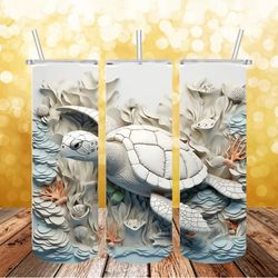 turtle flower tumbler png, 3d tumbler wrap, straight tumbler png design 20oz/ 30oz tumbler png file instant download