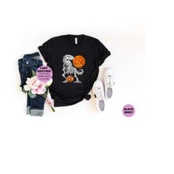 halloween dinosaur skeleton t rex scary t-shirt, spooky saurus t-rex shirt, cute halloween shirt for boys, dinosaur hall