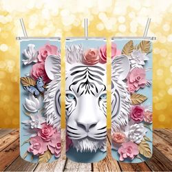 tiger flower tumbler png, 3d tumbler wrap, straight tumbler png design 20oz/ 30oz tumbler png file instant download