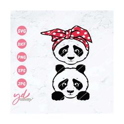 panda svg | cute panda face svg | panda with bandana svg | peeking panda svg | cute animal face svg | panda face | polka