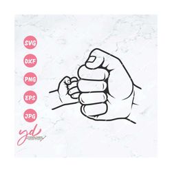 Dad and Baby Fist Bump Svg Png | Family Hands Svg | Fist Punch Dad and Kid Svg | Family Fist Svg | Father's Day Svg | Da