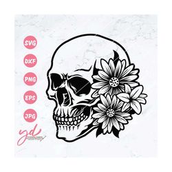 Skull Svg | Floral Skull Svg | Flower Skull Svg | Flower Skull Clip Art | Skull With Flowers | Skull Vector |skull Flowe