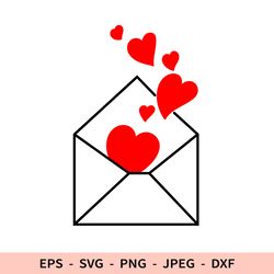Letter Heart Svg Cute Dxf File for Cricut Valentine's Day Clipart Envelope Love Png Vector EPS