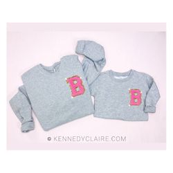 chenille patch sweatshirt, mommy and me outfits new mom gift for mom and daughter matching shirts