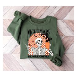 funny halloween sweatshirt, skeleton halloween shirt coffee fall shirt, fall sweatshirt for women skeleton sweatshirt