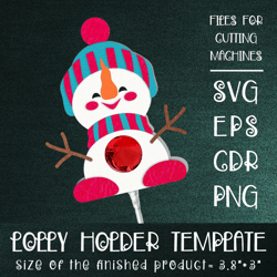 Snowman Lollipop Holder | Christmas  Paper Craft Template SVG