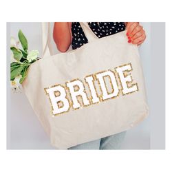 bride tote bag, letter patch bride bag, engagement gifts for bride gift, bridal shower gift, future mrs honeymoon gifts,