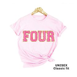 four birthday sweatshirt, 4th birthday shirt girl, 5th birthday, fourth birthday tshirt, 4 year old four shirt letter pa