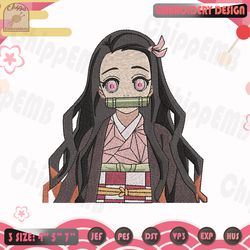 kamado nezuko embroidery design, demon slayer embroidery design, anime embroidery design, machine embroidery designs