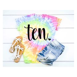 10 year old birthday shirt girl, 10th birthday girl shirt, girls birthday tee, tie dye birthday tshirt peace out single